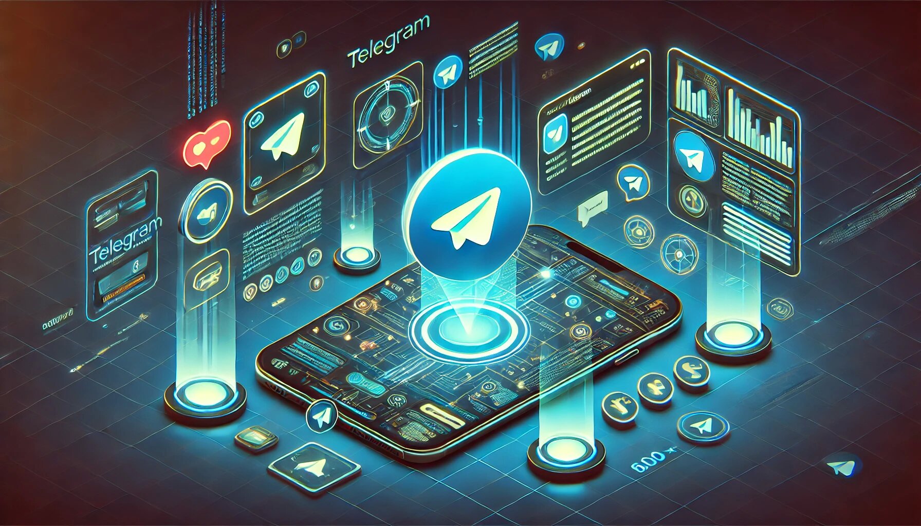 DALL·E 2025-03-04 13.56.33 - A tech-inspired illustration of the Telegram app in action, featuring futuristic digital icons, communication interfaces, and animated messages. The d_proc.jpg